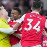 Arsenal players celebrating a goal
